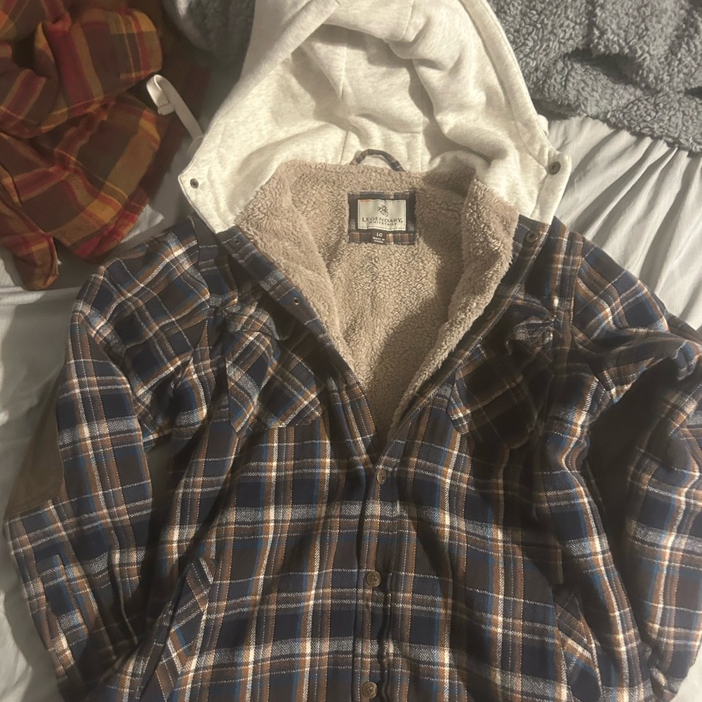 Plaid Hooded Jacket with Sherpa Lining